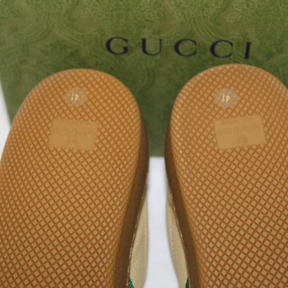 NWB Gucci GG Supreme Low Sneaker Sneakers Web Flats Web G74 Lace Up 41 624484 - Picture 6 of 6